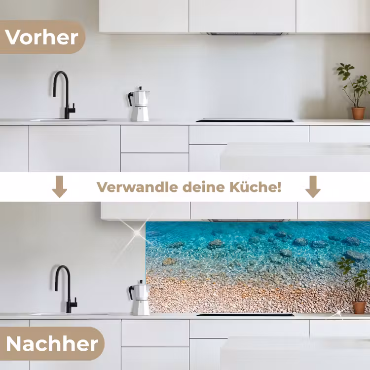 Water - Kiezels - Natuur - Levendig - Turkoois keuken achterwand 2 middel -voor-na_DE