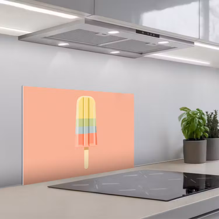 Waterijsje - Pasteltinten - Minimalistisch keuken achterwand spatscherm klein -3d_schuin