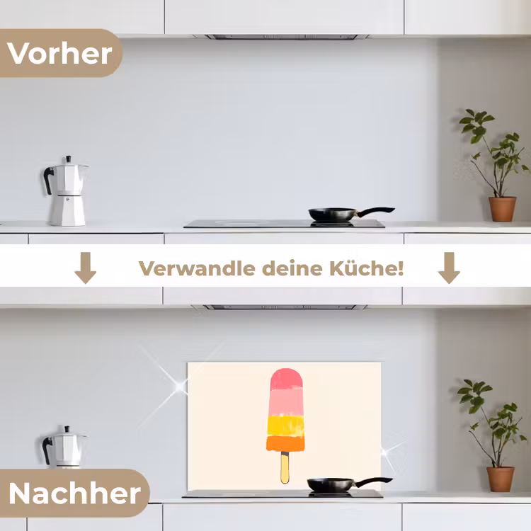 Waterijsje - Retro - Stokje - Roze keuken achterwand spatscherm klein -voor_na_DE