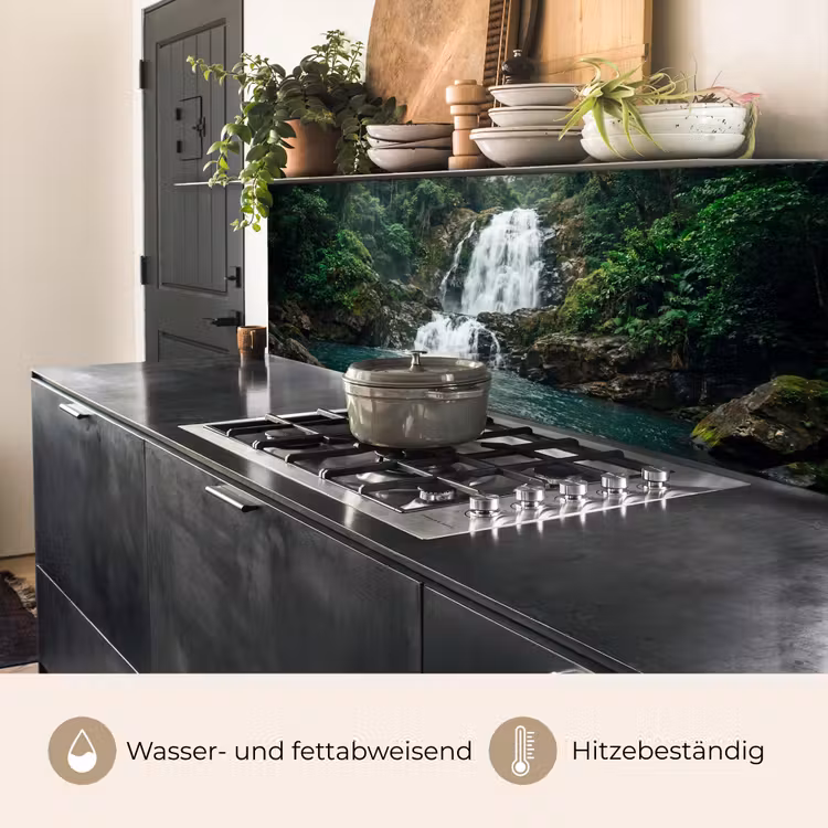 Waterfall - Forest - Nature - Greenkhgyguyg keuken achterwand 2 middel -usp_DE
