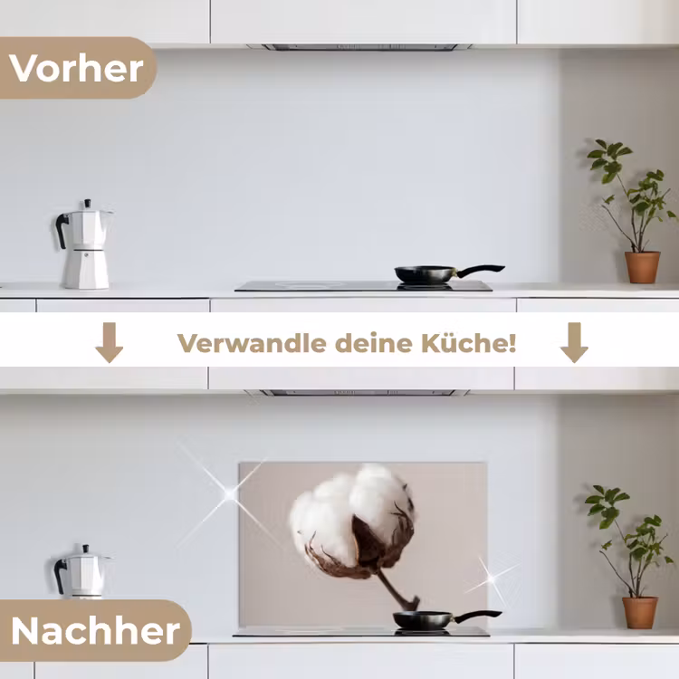 Katoenbol - Minimalistisch - Wit keuken achterwand spatscherm klein -voor_na_DE