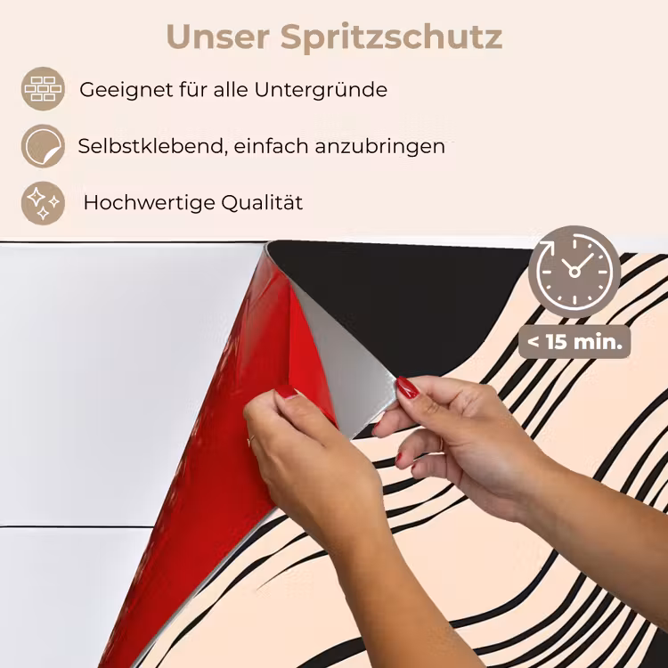 Golven - Zwart - Zandkleur keuken achterwand spatscherm klein -spatscherm_DE