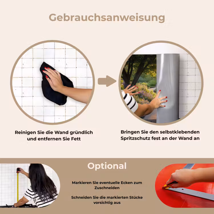 Pad - Bloemen - Park keuken achterwand spatscherm klein -gebruiksaanwijzing_DE