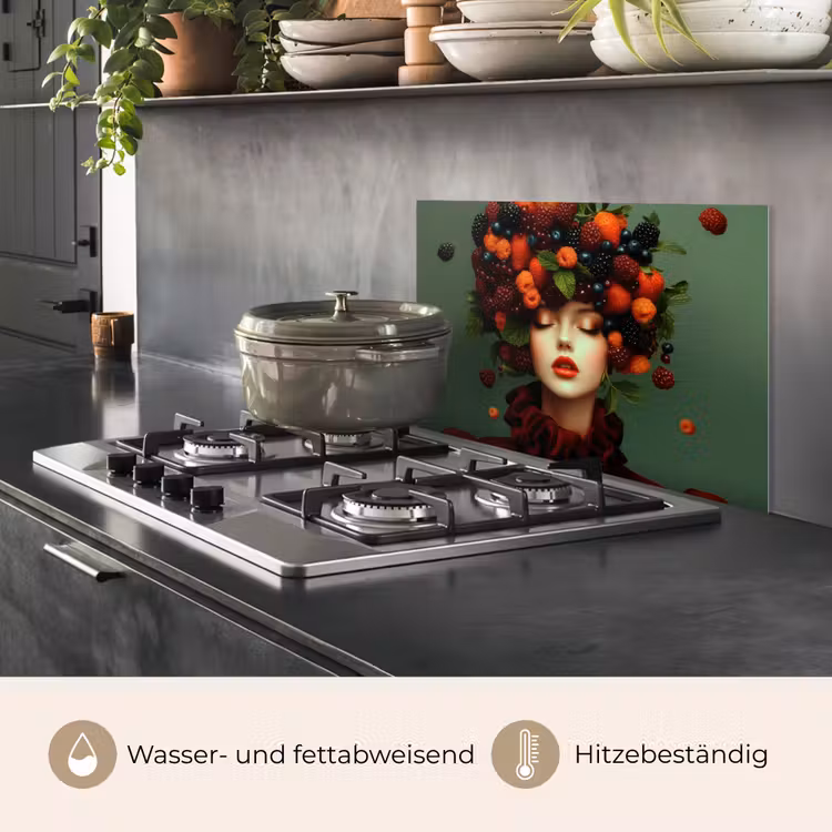 Vrouw - Aardbeien - Frambozen - Bramen - Bessen keuken achterwand spatscherm klein -usp_DE