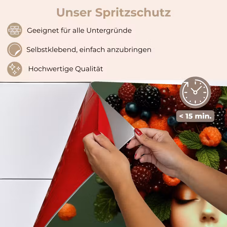 Vrouw - Aardbeien - Frambozen - Bramen - Bessen keuken achterwand spatscherm klein -spatscherm_DE