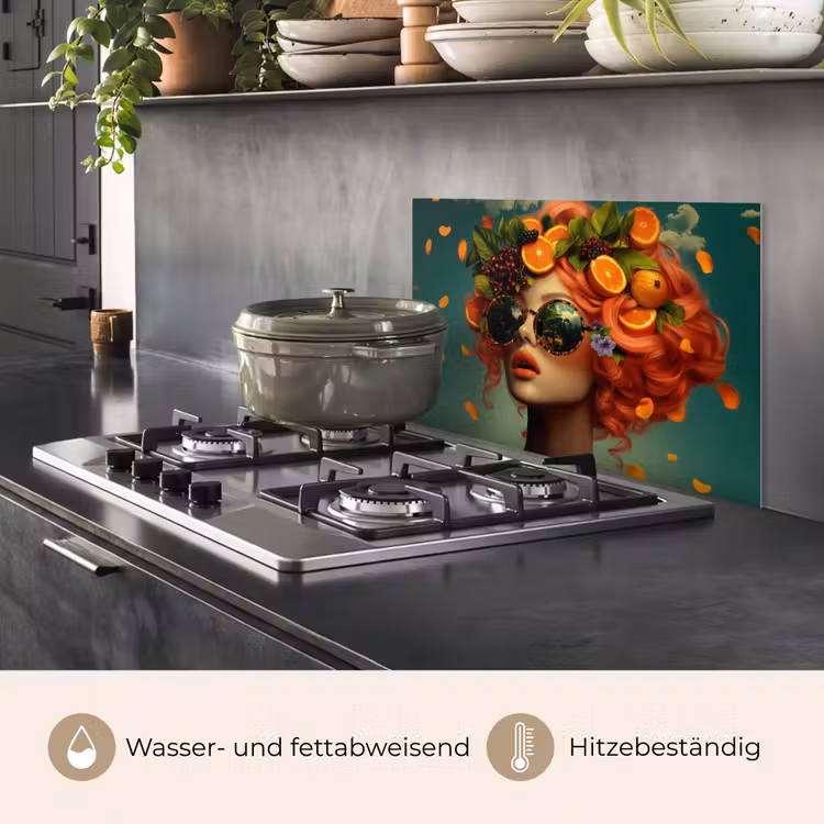 Vrouw - Sinaasappel - Bessen - Oranje keuken achterwand spatscherm klein -usp_DE