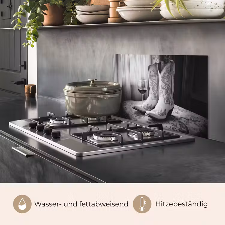 Wijn - Cowboylaarzen - Raamlicht - Wit keuken achterwand spatscherm klein -usp_DE
