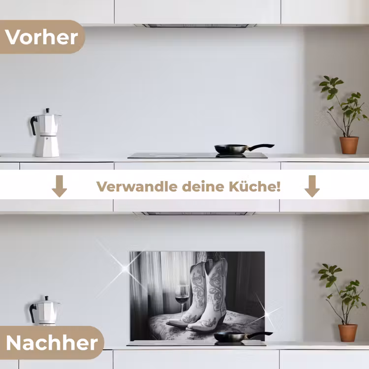 Wijn - Cowboylaarzen - Raamlicht - Wit keuken achterwand spatscherm klein -voor_na_DE