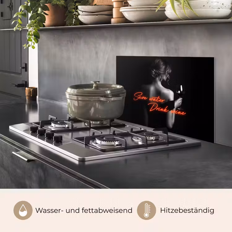 Wijn - Vrouw - Neon - Quote keuken achterwand spatscherm klein -usp_DE