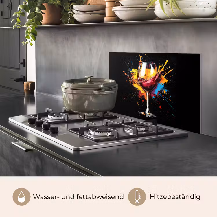 Wijn - Glas - Graffiti - Borrel - Rood - Verf keuken achterwand spatscherm klein -usp_DE