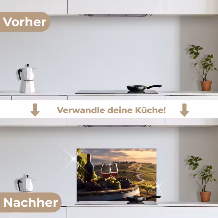 Wijn - Druiven - Heuvels - Landschap keuken achterwand spatscherm klein -voor_na_DE