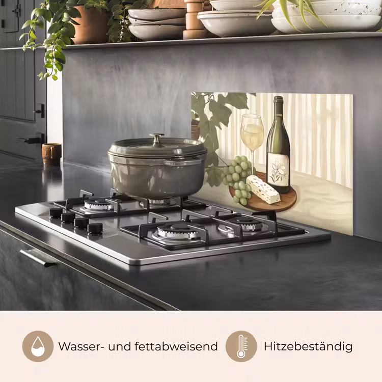 Wijn - Druiven - Kaas - Bladeren keuken achterwand spatscherm klein -usp_DE