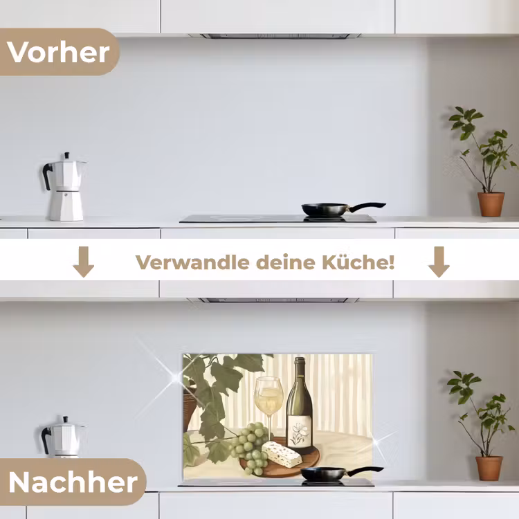 Wijn - Druiven - Kaas - Bladeren keuken achterwand spatscherm klein -voor_na_DE