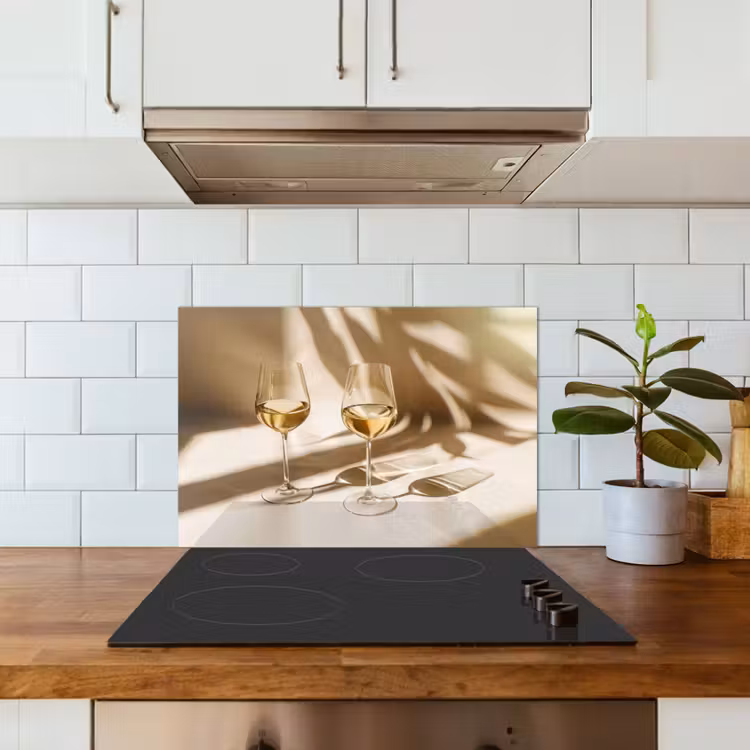 Wijn - Wijnglazen - Wit keuken achterwand spatscherm klein -sfeer2