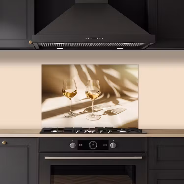 Wijn - Wijnglazen - Wit keuken achterwand spatscherm klein -sfeer1