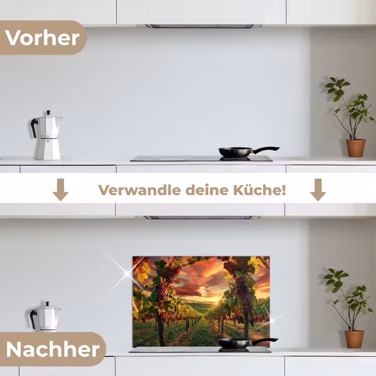 Wijngaard - Druiven - Zonsondergang keuken achterwand spatscherm klein -voor_na_DE