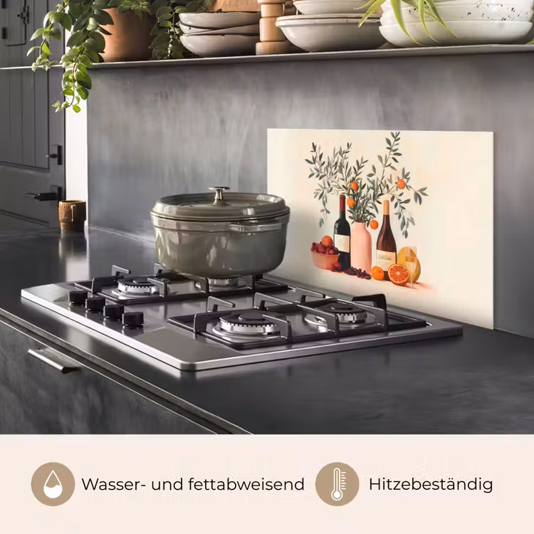 Wijnflessen - Takken - Sinaasappels keuken achterwand spatscherm klein -usp_DE