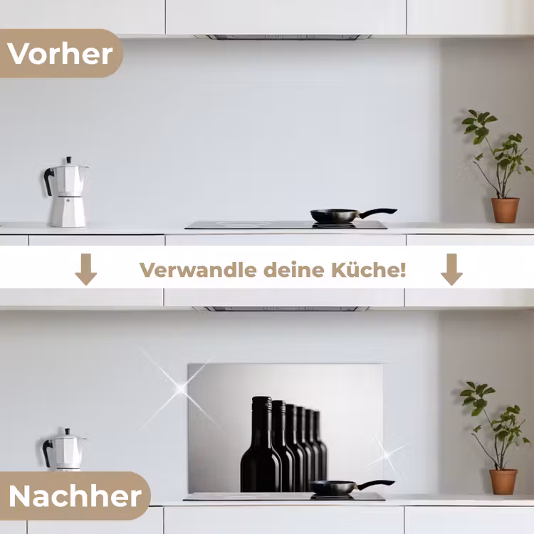 Wijnflessen - Zwart - Minimalistisch keuken achterwand spatscherm klein -voor_na_DE