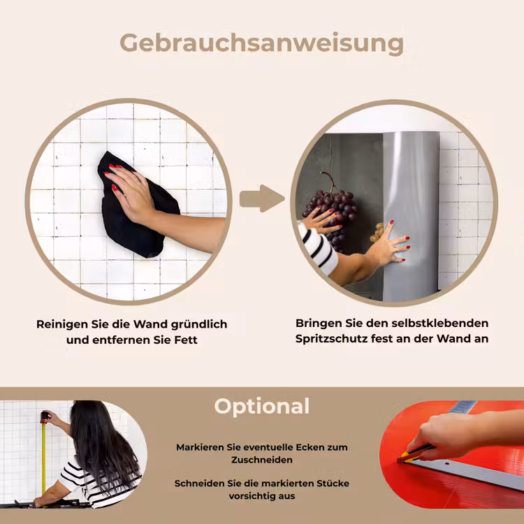 Druiven - Kleurrijk - Muur keuken achterwand spatscherm klein -gebruiksaanwijzing_DE