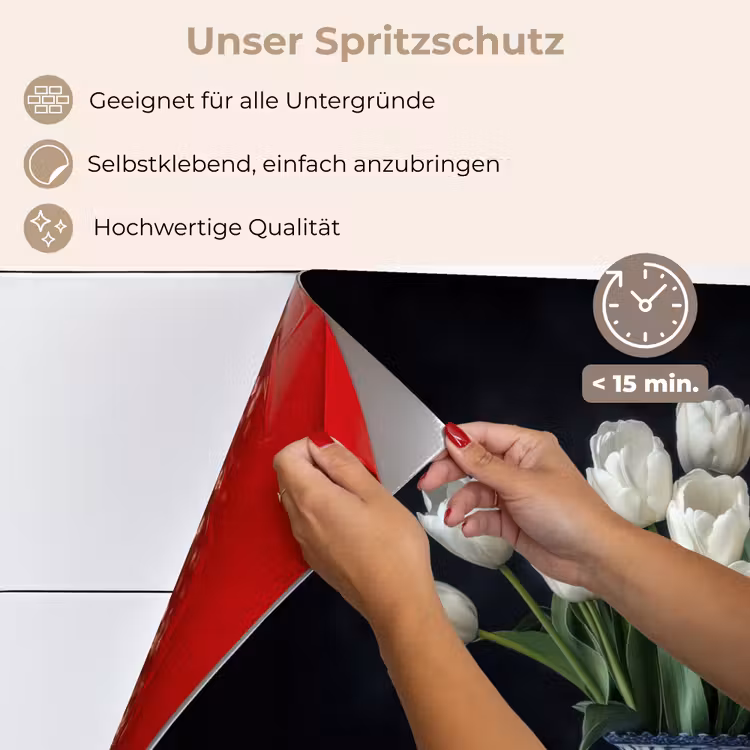 Wit - Bloemen - Tulpen - Vaas keuken achterwand spatscherm klein -spatscherm_DE