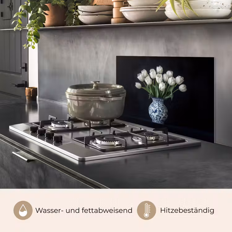 Wit - Bloemen - Tulpen - Vaas keuken achterwand spatscherm klein -usp_DE