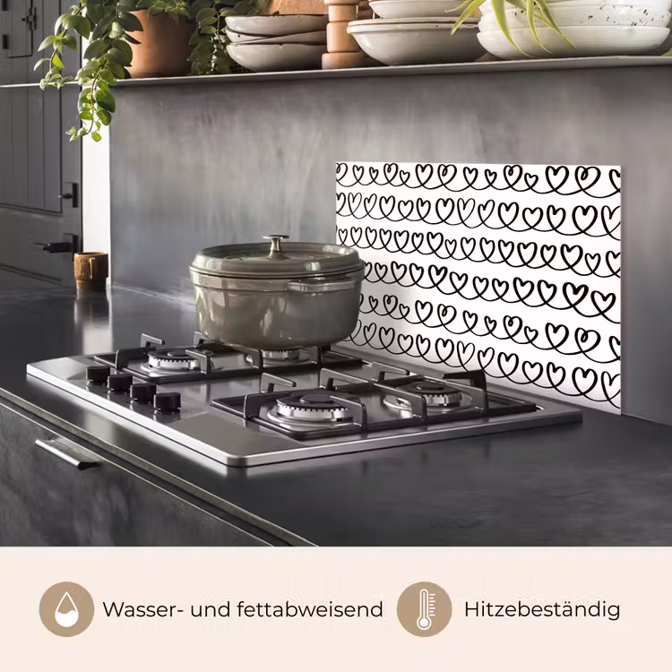 Wit - Harten - Verweven - Zwart keuken achterwand spatscherm klein 900 -usp_DE