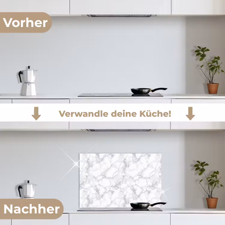 Wit - Marmer - Grijs keuken achterwand spatscherm klein 900 -voor_na_DE