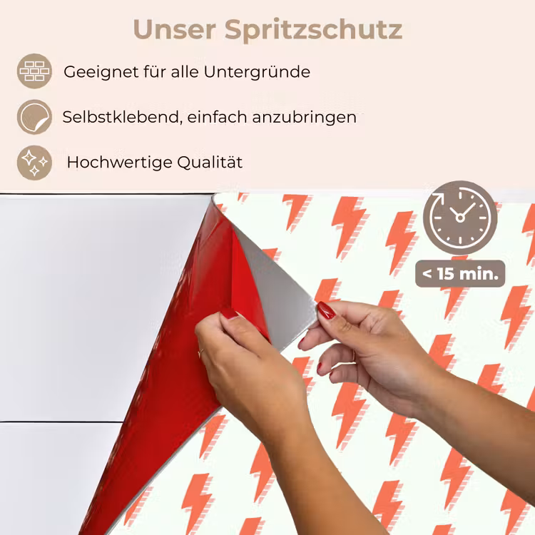 Wit - Rode - Bliksem keuken achterwand spatscherm klein 900 -spatscherm_DE