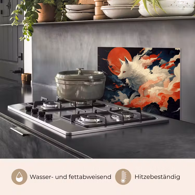 Witte vos - wolken - maan keuken achterwand spatscherm klein -usp_DE