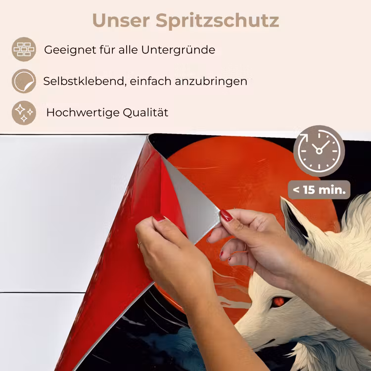 Witte vos - wolken - maan keuken achterwand spatscherm klein -spatscherm_DE