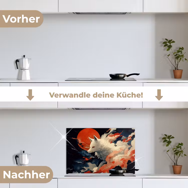 Witte vos - wolken - maan keuken achterwand spatscherm klein -voor_na_DE