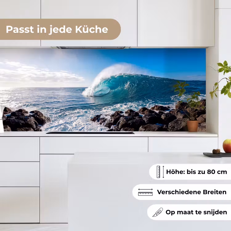 Golf - Oceaan - Brekend - Water - Blauw keuken achterwand 2 middel -sfeer4_DE