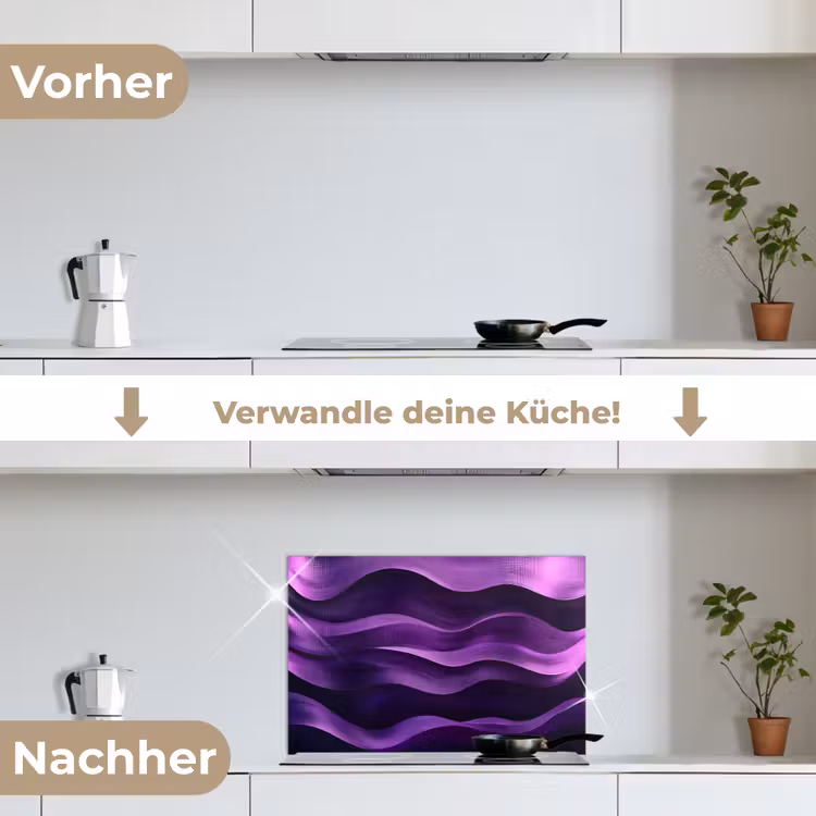 Golven - Abstract - Paars keuken achterwand spatscherm klein -voor_na_DE