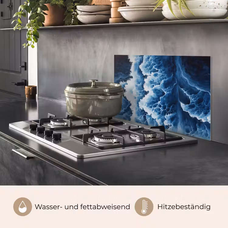 Golven - Blauw - Schuim keuken achterwand spatscherm klein -usp_DE