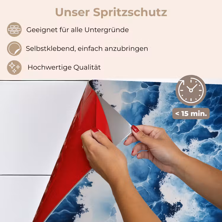 Golven - Blauw - Schuim keuken achterwand spatscherm klein -spatscherm_DE