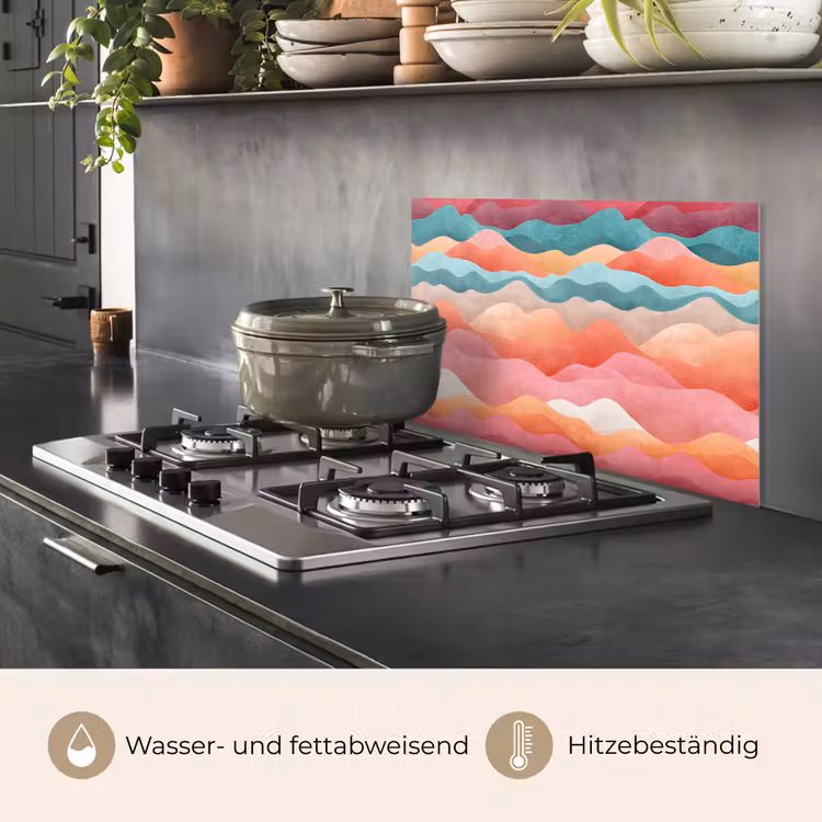 Golven - Kleurrijk - Abstract keuken achterwand spatscherm klein -usp_DE