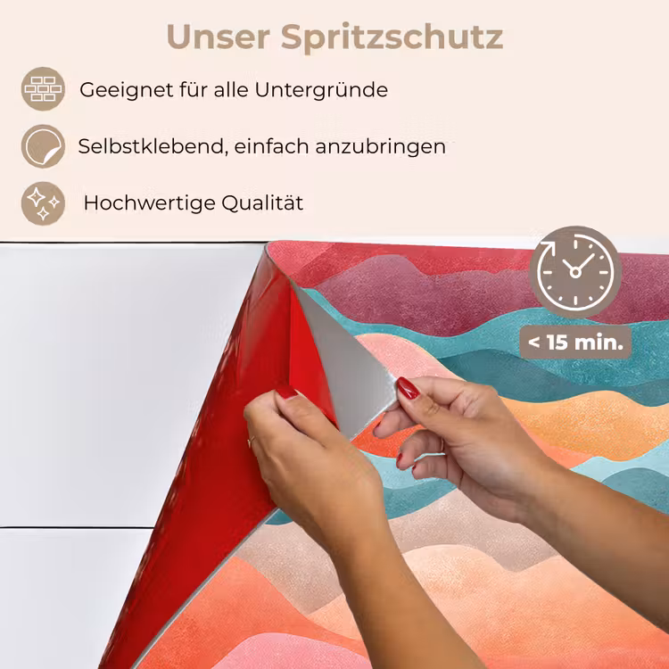 Golven - Kleurrijk - Abstract keuken achterwand spatscherm klein -spatscherm_DE