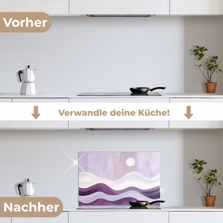 Golven - Heuvels - Abstract - Paars keuken achterwand spatscherm klein -voor_na_DE