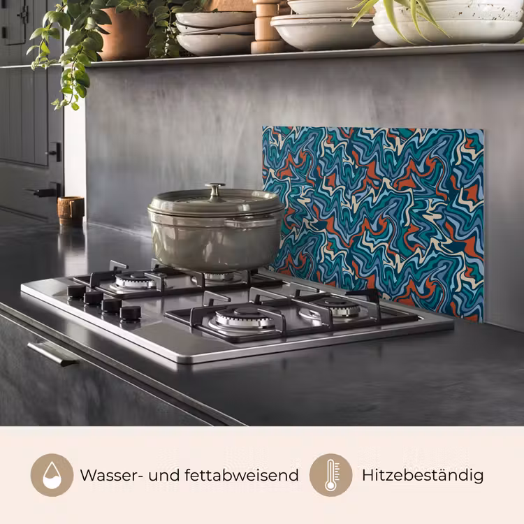 Golven - Retro - Blauw - Patroon keuken achterwand spatscherm klein 900 -usp_DE