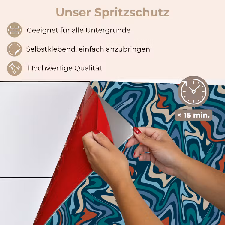 Golven - Retro - Blauw - Patroon keuken achterwand spatscherm klein 900 -spatscherm_DE