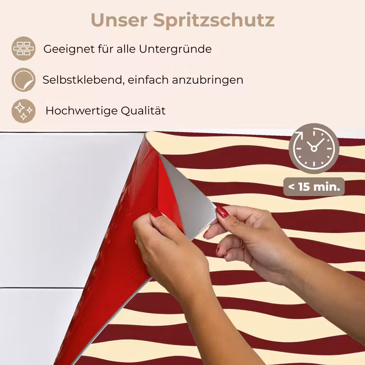 Golven - Rood - Patroon - Crème keuken achterwand spatscherm klein 900 -spatscherm_DE