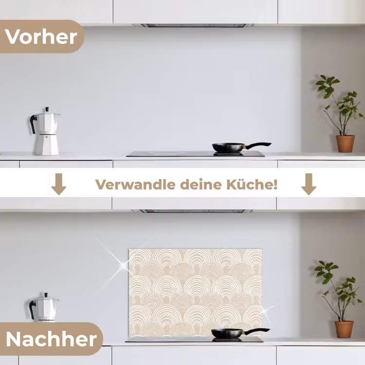 Golven - Structuur - Beige keuken achterwand spatscherm klein 900 -voor_na_DE