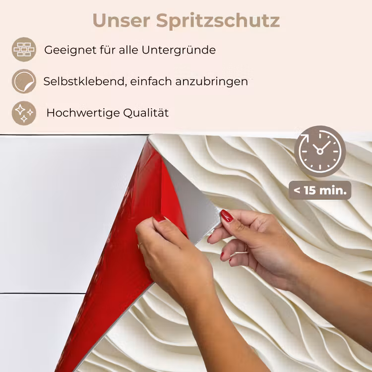 Golven - Wit - Minimalistisch keuken achterwand spatscherm klein 900 -spatscherm_DE