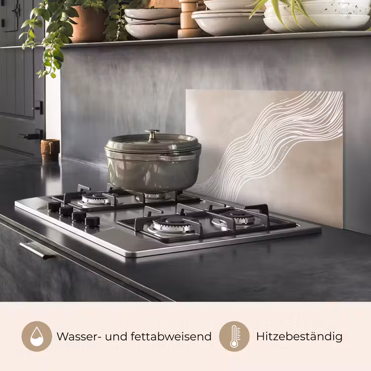 Golvende lijnen - Vloeiend - Zandkleurig keuken achterwand spatscherm klein -usp_DE