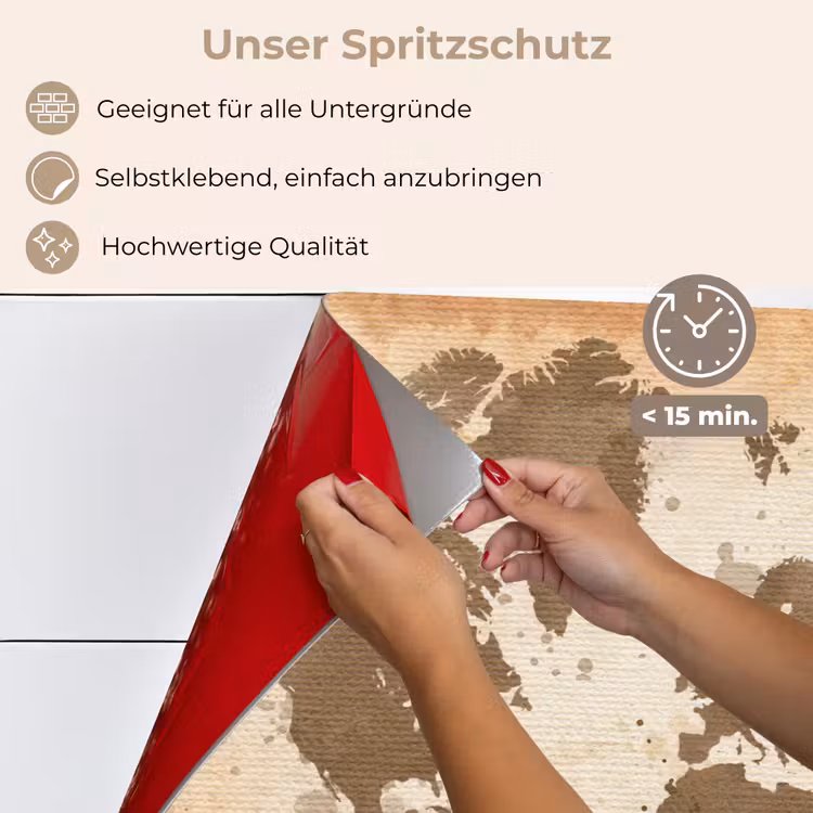 Wereldkaart - Beige - Bruin keuken achterwand spatscherm klein -spatscherm_DE