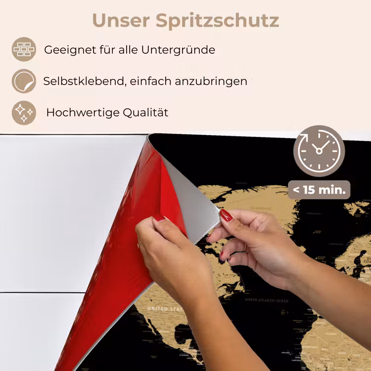Wereldkaart - Beige - Zwart keuken achterwand spatscherm klein -spatscherm_DE