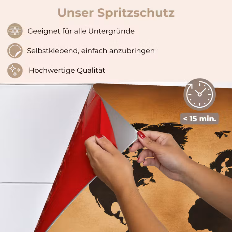Wereldkaart - Bruin - Kaart keuken achterwand spatscherm klein -spatscherm_DE