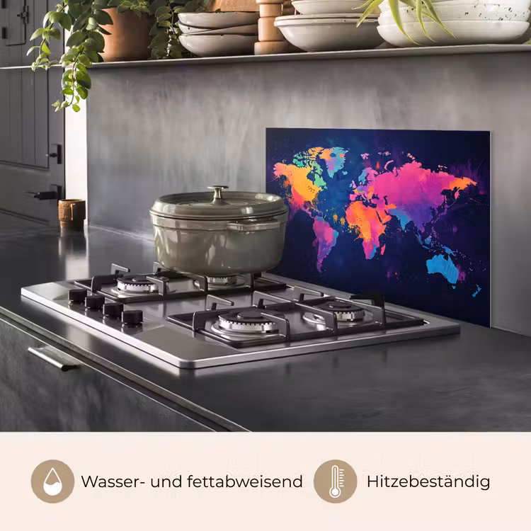 Wereldkaart - Kleurrijk - Graffiti keuken achterwand spatscherm klein -usp_DE