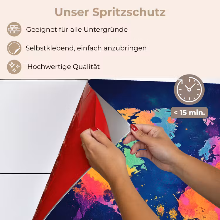 Wereldkaart - Kleurrijk - Graffiti keuken achterwand spatscherm klein -spatscherm_DE