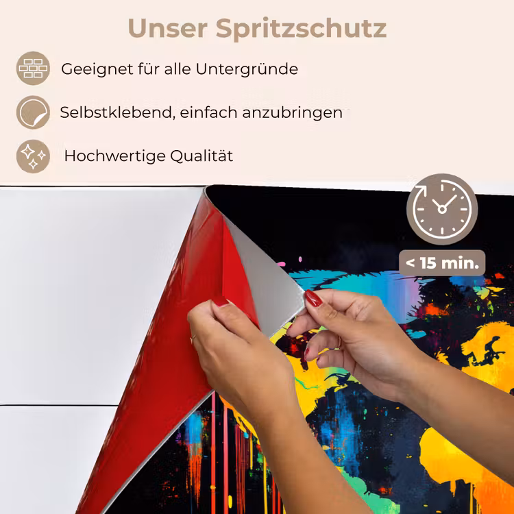 Wereldkaart - Verf - Kleurrijk - Graffiti - Wereld keuken achterwand spatscherm klein -spatscherm_DE